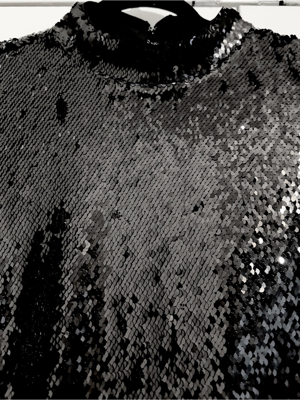 Ann Taylor Black Sequin Long-Sleeve Swing Dress - Picture 2 of 4